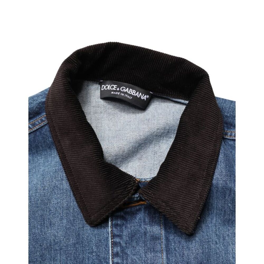 Dolce & Gabbana Black Blue Cotton Denim Blouson Men Men's Jacket - Picture 6 of 6